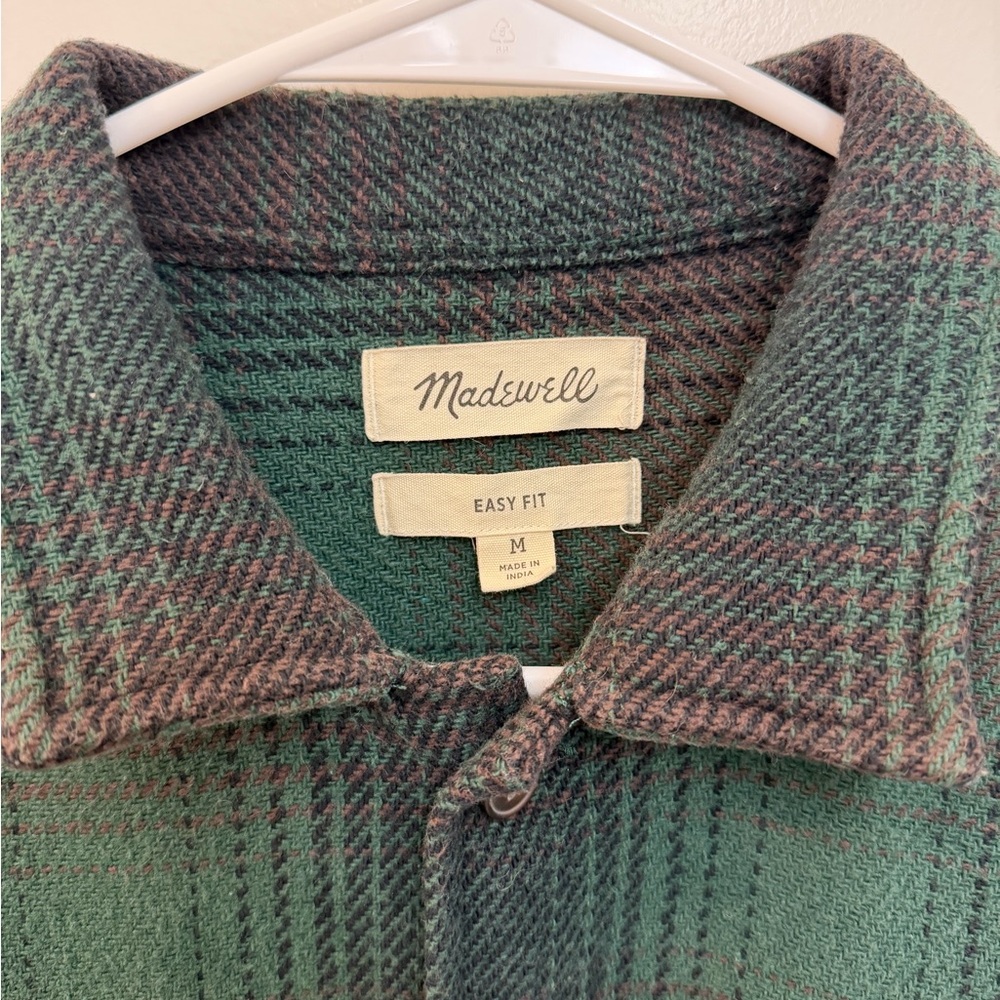 Madewell Mens Green Plaid over shirt - Picture 3 of 4